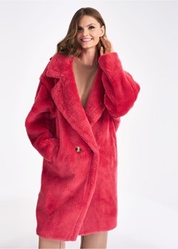 Malinowy płaszcz wełniany damski ze sklepu OCHNIK w kategorii Futra damskie - zdjęcie 172552498