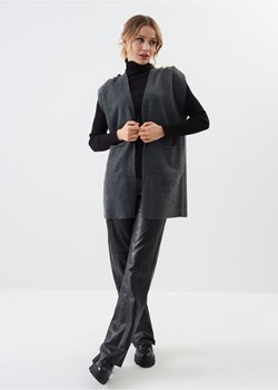 Ciemnoszary kardigan damski bez rękawów ze sklepu OCHNIK w kategorii Swetry damskie - zdjęcie 172553237