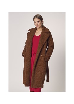 Długi brązowy płaszcz damski ze sklepu OCHNIK w kategorii Futra damskie - zdjęcie 172553437