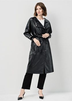 Czarny długi skórzany płaszcz damski ze sklepu OCHNIK w kategorii Kurtki damskie - zdjęcie 172553839