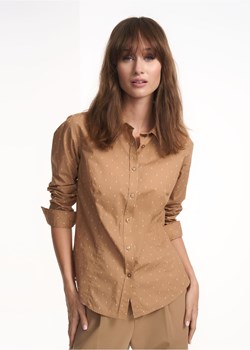 Beżowa koszula damska z drobną wilgą ze sklepu OCHNIK w kategorii Koszule damskie - zdjęcie 172553888