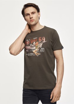 Oliwkowy T-shirt męski Top Gun ze sklepu OCHNIK w kategorii T-shirty męskie - zdjęcie 172553939