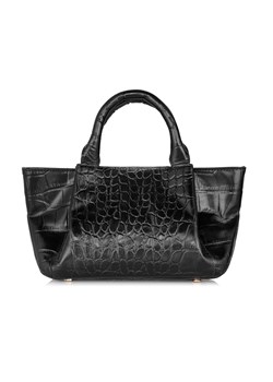 Mała skórzana torebka damska czarna croco ze sklepu OCHNIK w kategorii Torby Shopper bag - zdjęcie 172554665