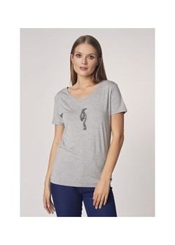 Szary T-shirt damski z wilgą ze sklepu OCHNIK w kategorii Bluzki damskie - zdjęcie 172556056