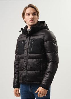 Czarna pikowana kurtka męska z kapturem ze sklepu OCHNIK w kategorii Kurtki męskie - zdjęcie 172556527