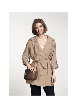 Krótki beżowy płaszcz damski ze sklepu OCHNIK w kategorii Płaszcze damskie - zdjęcie 172557086