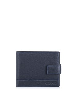 Granatowy skórzany portfel męski ze sklepu OCHNIK w kategorii Portfele męskie - zdjęcie 172558085