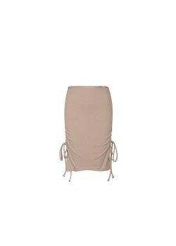 Beżowa spódnica ze ściągaczami ze sklepu OCHNIK w kategorii Spódnice - zdjęcie 172558098