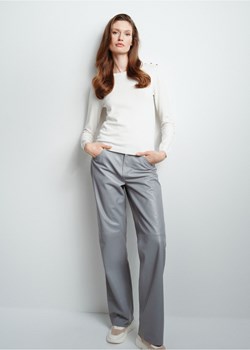 Szare skórzane spodnie damskie ze sklepu OCHNIK w kategorii Spodnie damskie - zdjęcie 172558197