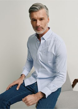Błękitna koszula męska w drobną kratkę ze sklepu OCHNIK w kategorii Koszule męskie - zdjęcie 172559435