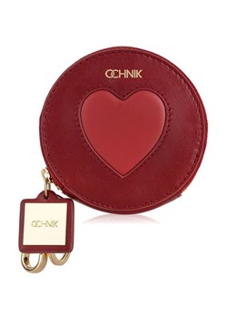Okrągły skórzany czerwony portfel damski ze sklepu OCHNIK w kategorii Portfele damskie - zdjęcie 172559546