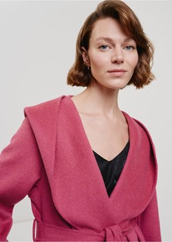 Długi malinowy płaszcz damski oversize ze sklepu OCHNIK w kategorii Płaszcze damskie - zdjęcie 172559948