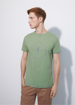 Zielony T-shirt męski z logo ze sklepu OCHNIK w kategorii T-shirty męskie - zdjęcie 172561446