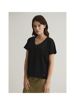 Czarna bluzka damska z frędzlami ze sklepu OCHNIK w kategorii Bluzki damskie - zdjęcie 172561919