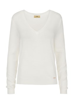 Kremowy sweter z dekoltem V-neck ze sklepu OCHNIK w kategorii Swetry damskie - zdjęcie 172562367