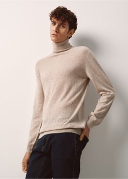 Beżowy sweter męski z golfem ze sklepu OCHNIK w kategorii Swetry męskie - zdjęcie 172562396