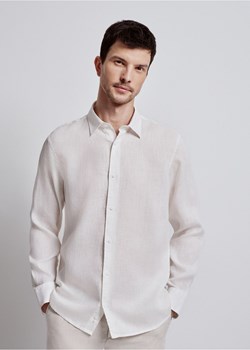 Kremowa lniana koszula męska ze sklepu OCHNIK w kategorii Koszule męskie - zdjęcie 172562856