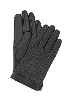 Czarne skórzane rękawiczki męskie w jodełkę ze sklepu OCHNIK w kategorii Rękawiczki męskie - zdjęcie 172563639