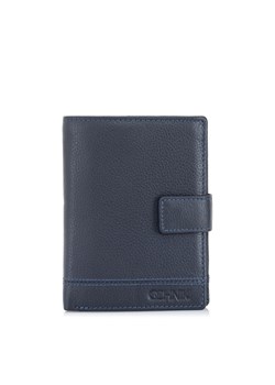 Granatowy skórzany portfel męski ze sklepu OCHNIK w kategorii Portfele męskie - zdjęcie 172565228