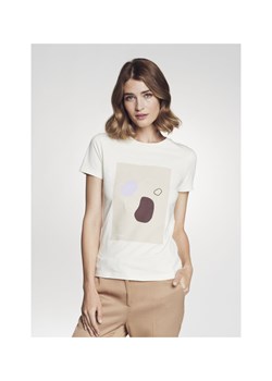 Bawełniany kremowy T-shirt damski ze sklepu OCHNIK w kategorii Bluzki damskie - zdjęcie 172566368