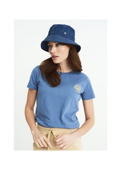 Niebieski T-shirt damski z nadrukiem ze sklepu OCHNIK w kategorii Bluzki damskie - zdjęcie 172567116