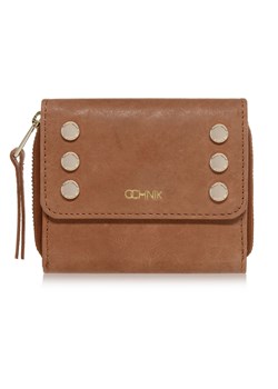 Brązowy skórzany portfel damski z nitami ze sklepu OCHNIK w kategorii Portfele damskie - zdjęcie 172567156