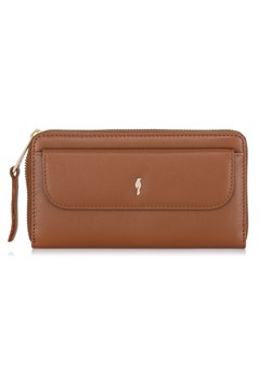 Duży brązowy skórzany portfel damski ze sklepu OCHNIK w kategorii Portfele damskie - zdjęcie 172567789