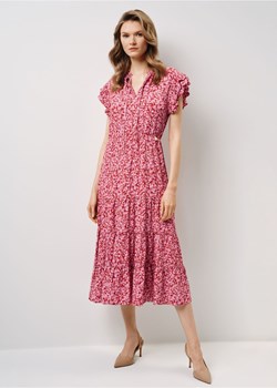 Długa czerwona sukienka w kwiatowy wzór ze sklepu OCHNIK w kategorii Sukienki - zdjęcie 172568968