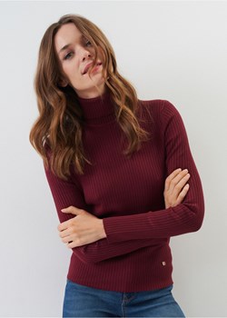 Bordowy sweter damski z golfem ze sklepu OCHNIK w kategorii Swetry damskie - zdjęcie 172572328