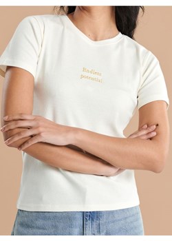 Sinsay - Koszulka z napisem - kremowy ze sklepu Sinsay w kategorii Bluzki damskie - zdjęcie 172573428