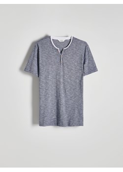 Reserved - T-shirt henley slim fit - granatowy ze sklepu Reserved w kategorii T-shirty męskie - zdjęcie 172573736
