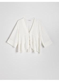 Reserved - Bluzka z wiskozą - biały ze sklepu Reserved w kategorii Bluzki damskie - zdjęcie 172573888