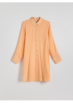 Reserved - Długa koszula z wiskozy - brzoskwiniowy ze sklepu Reserved w kategorii Koszule damskie - zdjęcie 172573896