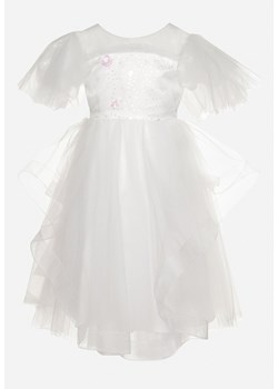 Biała Rozkloszowana Sukienka Tiulowa Princeska Ozdobiona Brokatem Rissalin ze sklepu Born2be Odzież w kategorii Sukienki dziewczęce - zdjęcie 172573936