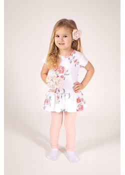 Różowe legginsy bawełniane dziewczęce z kokardką ze sklepu 5.10.15 w kategorii Spodnie dziewczęce - zdjęcie 172573997