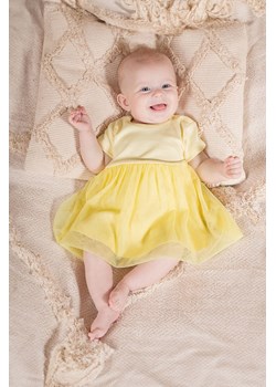 Żółte sukienko-body niemowlęce z krótkim rękawem ze sklepu 5.10.15 w kategorii Sukienki niemowlęce - zdjęcie 172574025