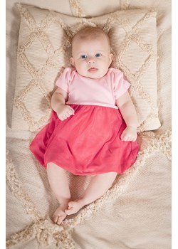Różowo-malinowe sukienko-body niemowlęce z krótkim rękawem ze sklepu 5.10.15 w kategorii Sukienki niemowlęce - zdjęcie 172574026
