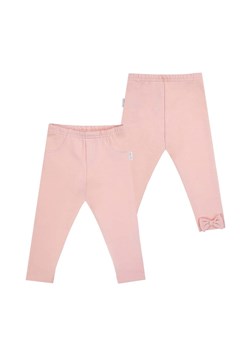 Różowe legginsy bawełniane z kokardką dla niemowlaka ze sklepu 5.10.15 w kategorii Spodnie i półśpiochy - zdjęcie 172574039