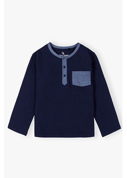 Elegancka bawełniana bluzka chłopięca z guziczkami - granatowa ze sklepu 5.10.15 w kategorii T-shirty chłopięce - zdjęcie 172574066
