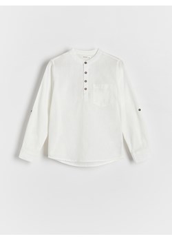 Reserved - Gładka koszula z lnem - biały ze sklepu Reserved w kategorii Koszule chłopięce - zdjęcie 172576826