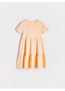 Reserved - Sukienka z bawełny - jasnopomarańczowy ze sklepu Reserved w kategorii Sukienki dziewczęce - zdjęcie 172576835