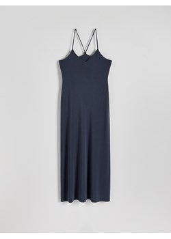Reserved - Sukienka maxi na ramiączkach z modalu - granatowy ze sklepu Reserved w kategorii Sukienki - zdjęcie 172576915