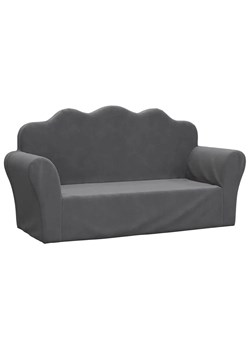 Podwójna sofa dziecięca z miękkiego pluszu antracyt - Gretter 4X ze sklepu Edinos.pl w kategorii Fotele dziecięce - zdjęcie 172579328