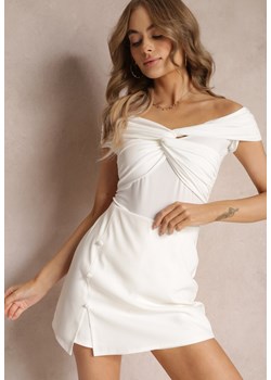 Białe Casualowe Spódnico-Szorty High Waist Wykończone z Boku Guzikami Marisstela ze sklepu Renee odzież w kategorii Szorty - zdjęcie 172580655
