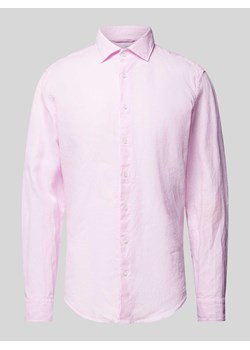 Koszula lniana o kroju slim fit z kołnierzykiem typu kent ze sklepu Peek&Cloppenburg  w kategorii Koszule męskie - zdjęcie 172580749