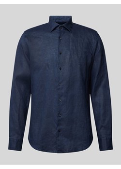 Koszula lniana o kroju slim fit z kołnierzykiem typu kent ze sklepu Peek&Cloppenburg  w kategorii Koszule męskie - zdjęcie 172580828