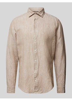 Koszula lniana o kroju slim fit z kołnierzykiem typu kent ze sklepu Peek&Cloppenburg  w kategorii Koszule męskie - zdjęcie 172580847