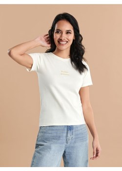 Sinsay - Koszulka z napisem - kremowy ze sklepu Sinsay w kategorii Bluzki damskie - zdjęcie 172583768