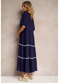 Granatowa Sukienka z Bawełny z Krótkim Rękawem Marolla ze sklepu Renee odzież w kategorii Sukienki - zdjęcie 172585205