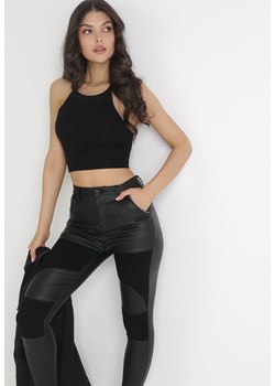 Czarne Spodnie Skinny z Imitacji Skóry Ziga ze sklepu Born2be Odzież w kategorii Spodnie damskie - zdjęcie 172586089